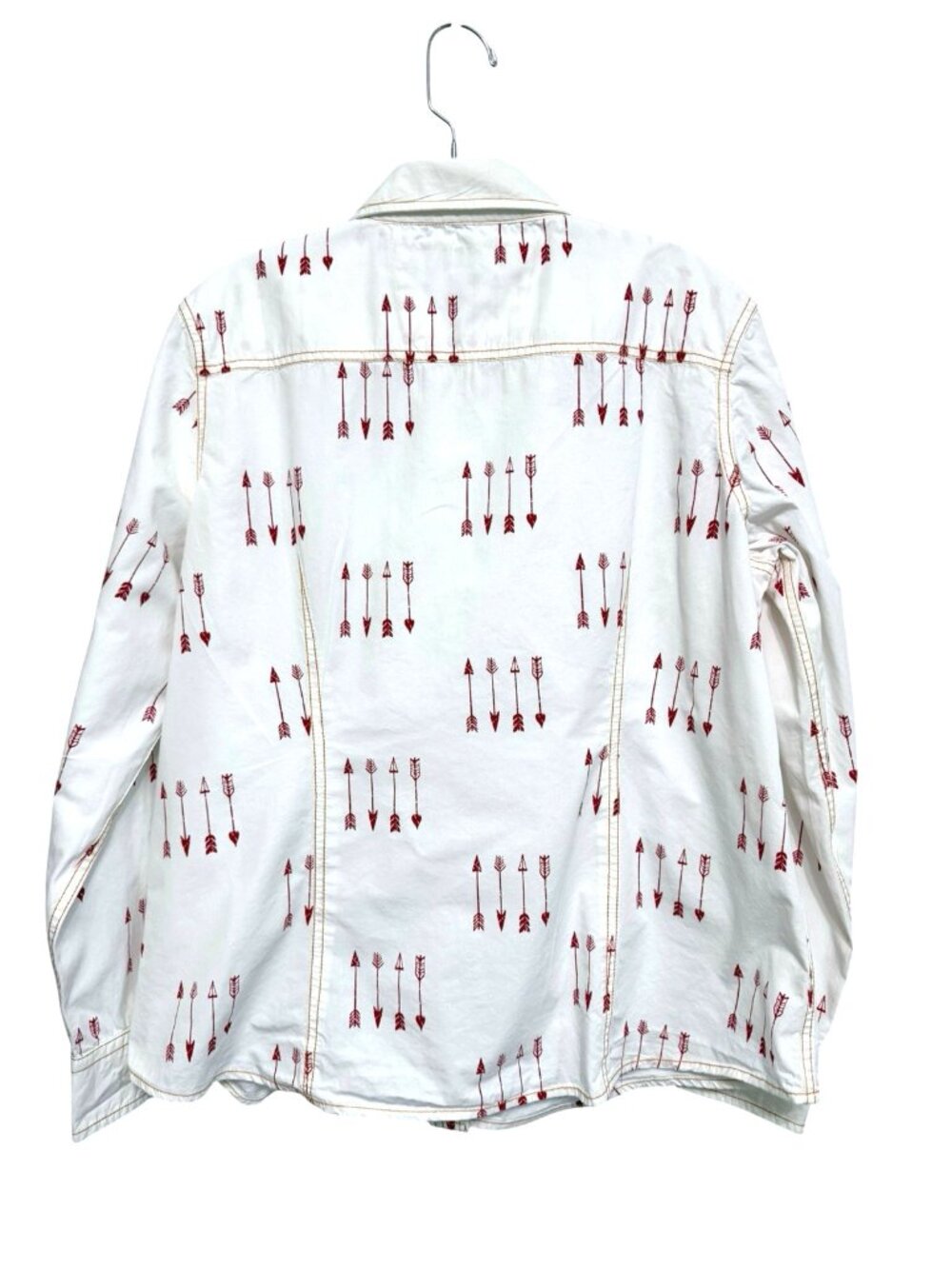Barn Fly Shirt Womens XL White Red Arrow Print Snap Western Cowgirl Yellowstone - Picture 2 of 10